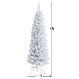 5ft Unlit Artificial Slim Pencil Christmas Tree with Metal Stand White