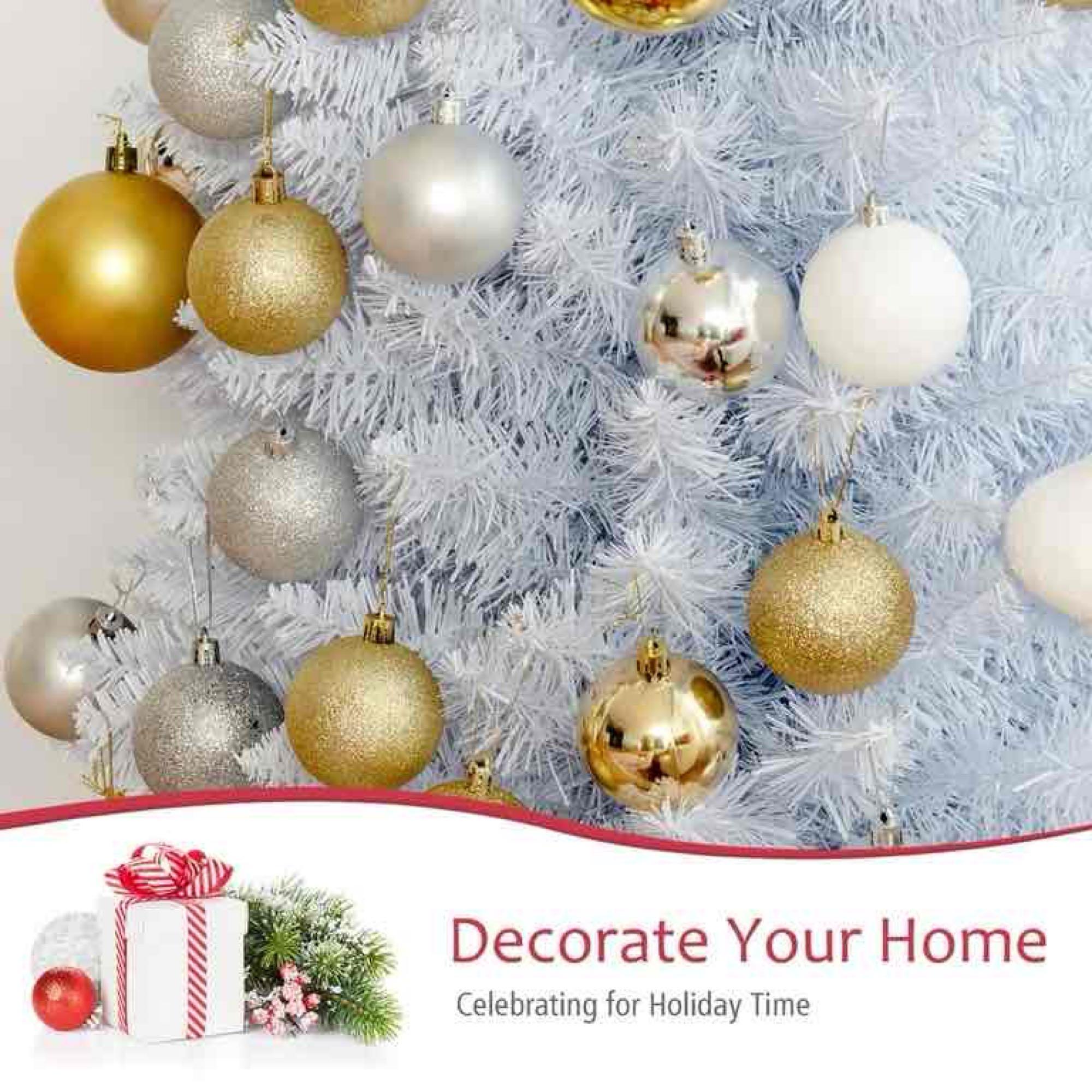 5ft Unlit Artificial Slim Pencil Christmas Tree with Metal Stand White