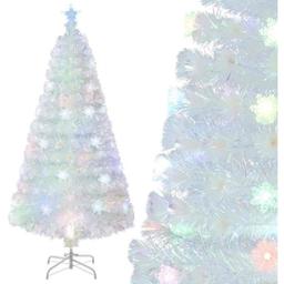 Costway LED Snowflake Decor Pre-Lit Fiber Optic Christmas Tree