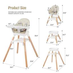 6 in 1 Convertible Wooden High Chair for Babies and Toddlers