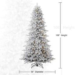 9ft Pre-Lit Flocked Aspen Tree