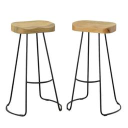 Natural/Black Keilia Solid Wood Bar & Counter Stool (Set of 2)