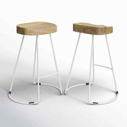Natural/White Keilia Solid Wood Bar & Counter Stool (Set of 2)