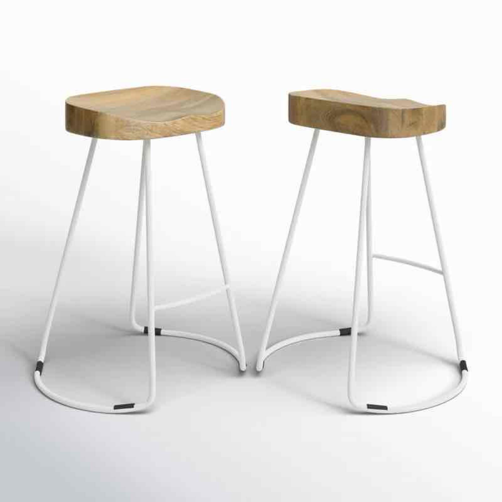 Natural/White Keilia Solid Wood Bar & Counter Stool (Set of 2)