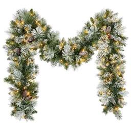 Pre-Lit Flocked Glitter Artificial Christmas Garland