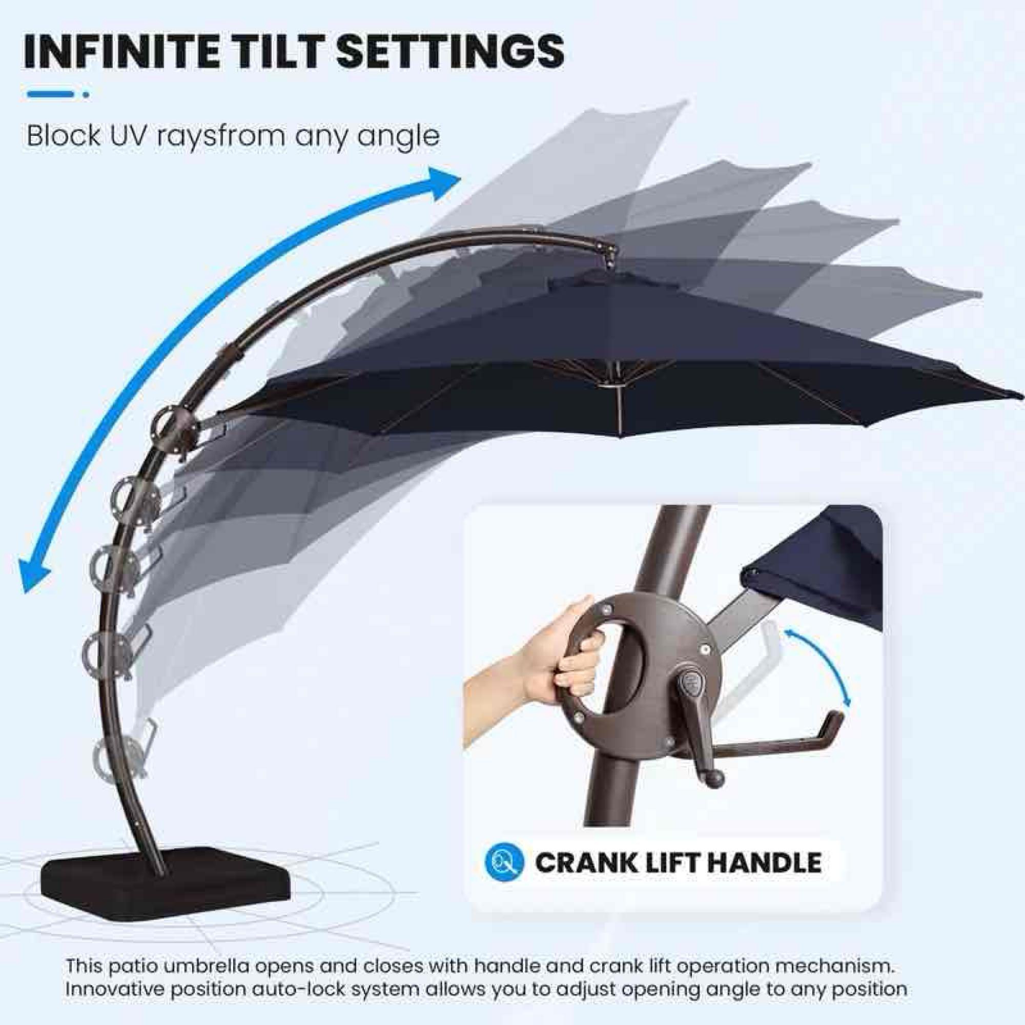 Bersa Curvy Cantilever Umbrella with Sandbag