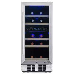 NewAir Dual Zone 15 in. 29-Bottle Built-In Wine Cooler Fridge with Recessed Kickplate and Quiet