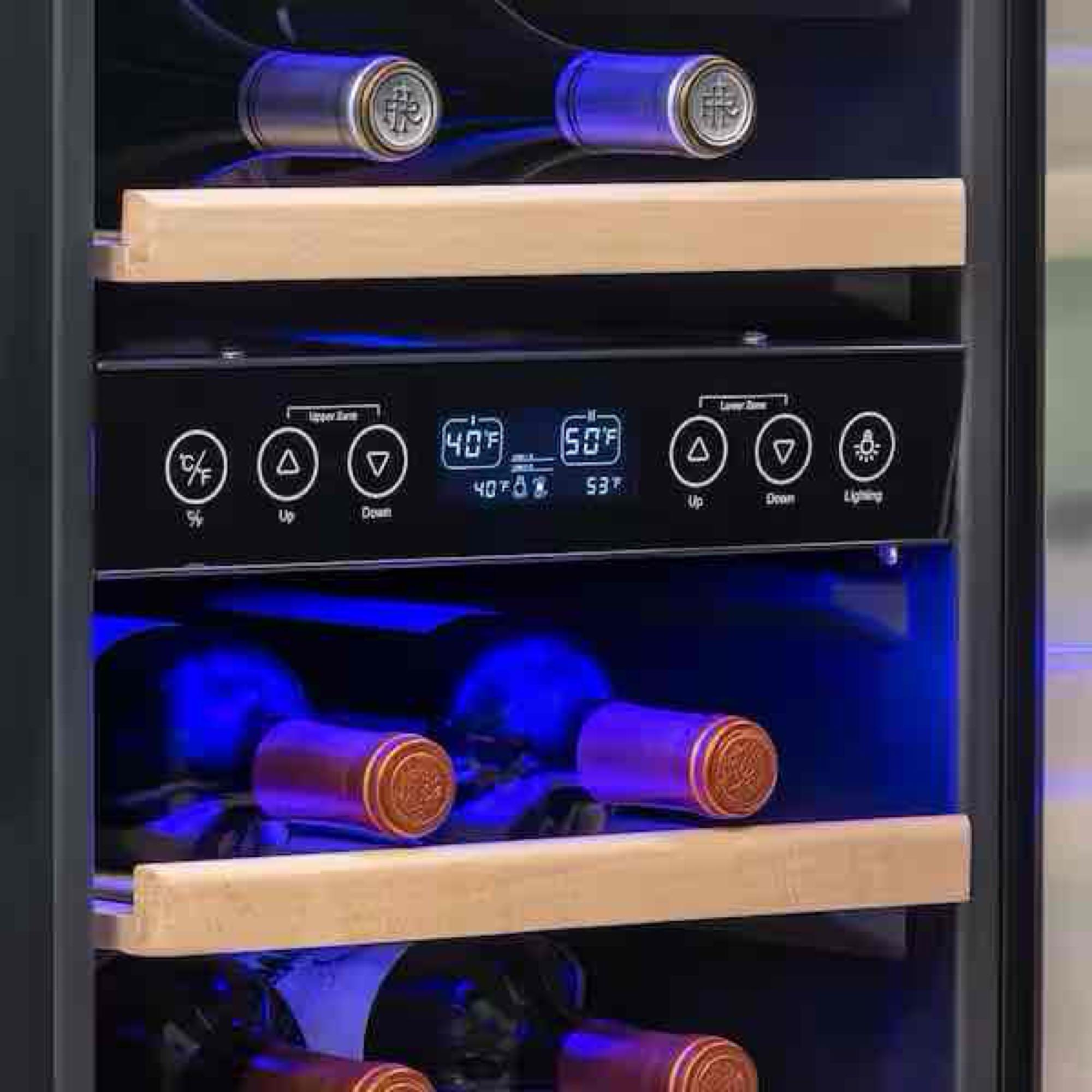 NewAir Dual Zone 15 in. 29-Bottle Built-In Wine Cooler Fridge with Recessed Kickplate and Quiet