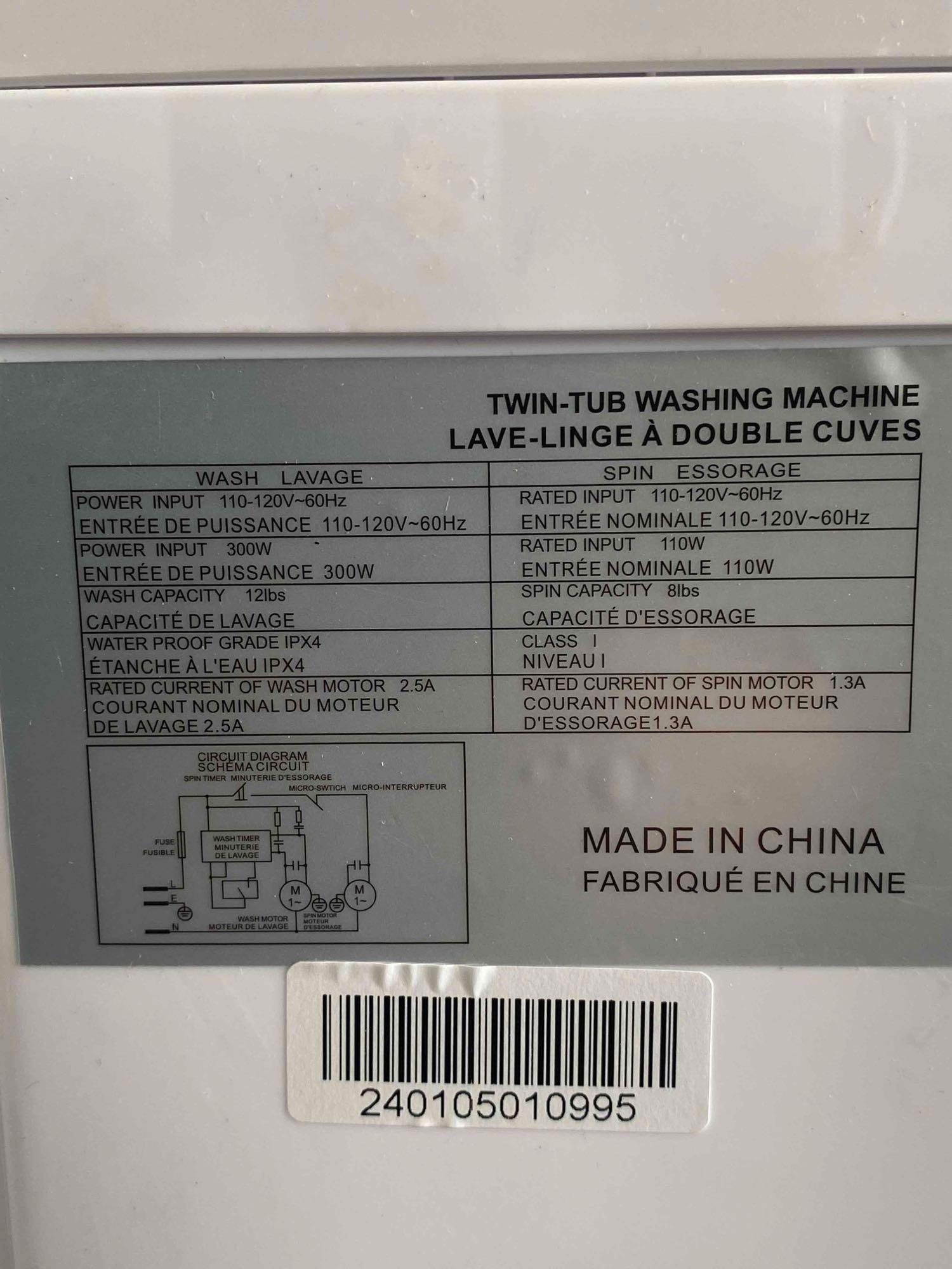 20 los Portable Washing Machine with Built-in Gravity Drain