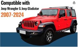 Roof Rack Cross Bars 200lb Compatible with Jeep Wrangler JK JL Gladiator JT 2007-2024
