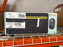 onn. Multi-Device Wireless Full-Size Keyboard and 3-Button Mouse Set, Gray & Yellow