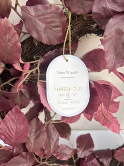 Artificial Leaf Wreath Arrangement Burgundy