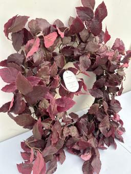 Artificial Leaf Wreath Arrangement Burgundy