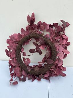 Artificial Leaf Wreath Arrangement Burgundy