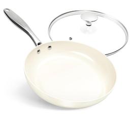MICHELANGELO 10 Inch Frying Pan with Lid, Nonstick Fry Pan with Ceramic Coated