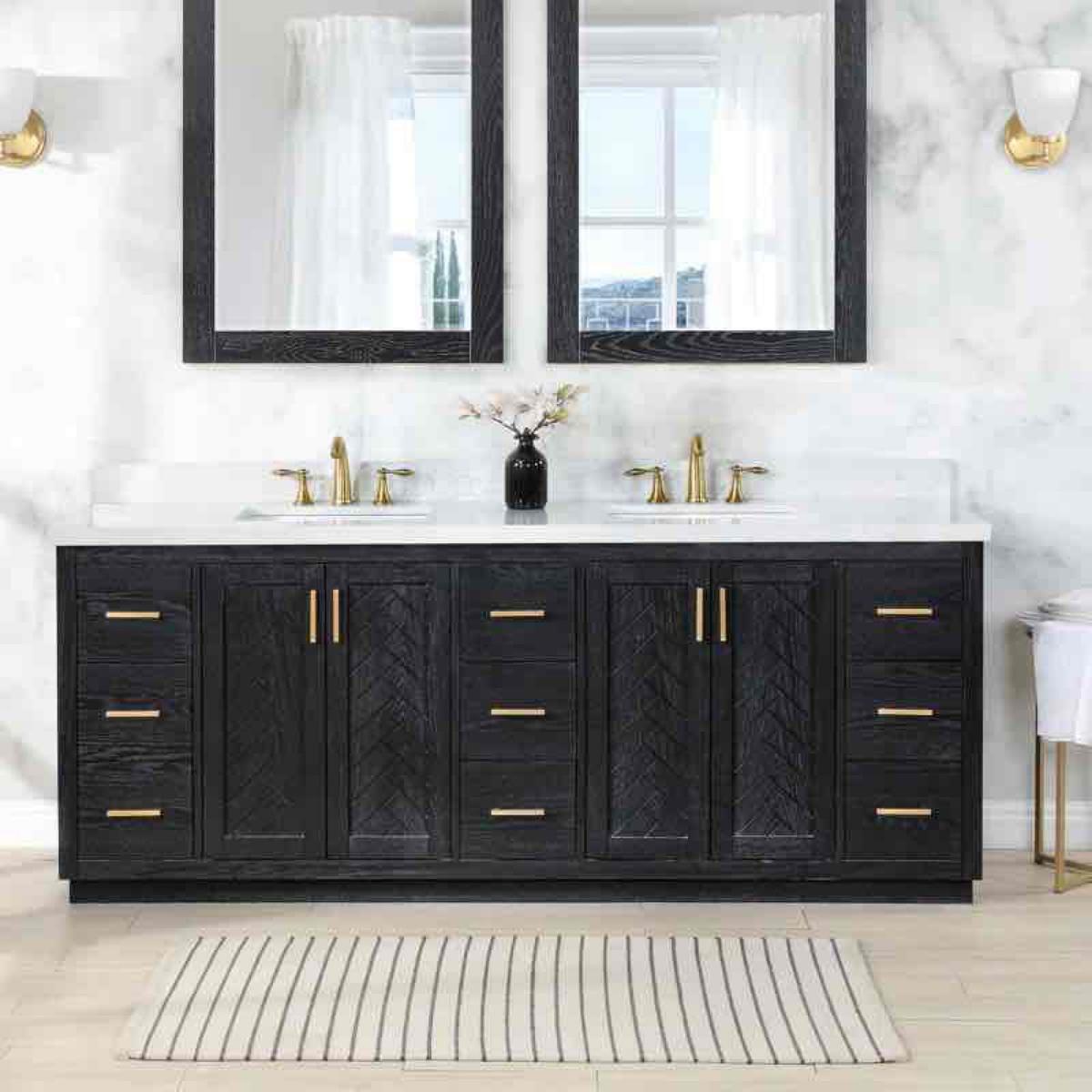 84 Free Standing Double Bathroom Vanity with Engineered Stone Top