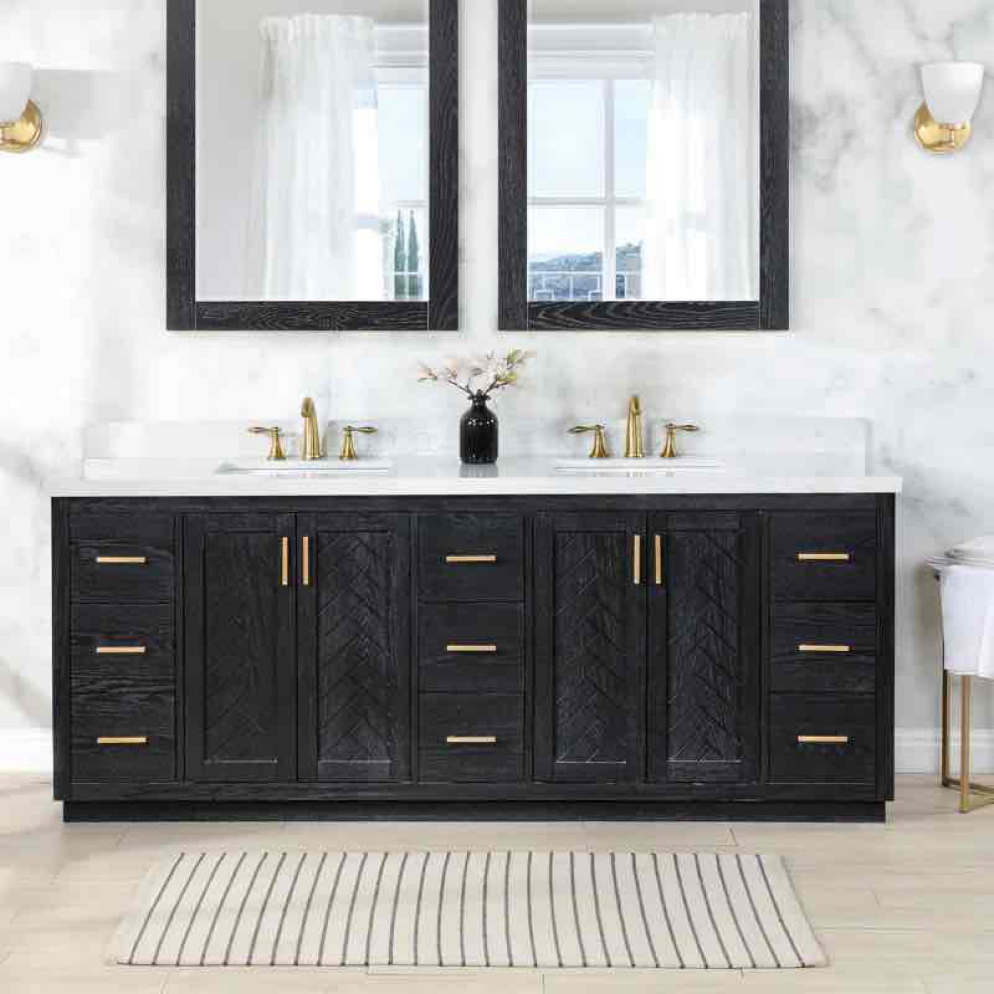 84 Free Standing Double Bathroom Vanity with Engineered Stone Top