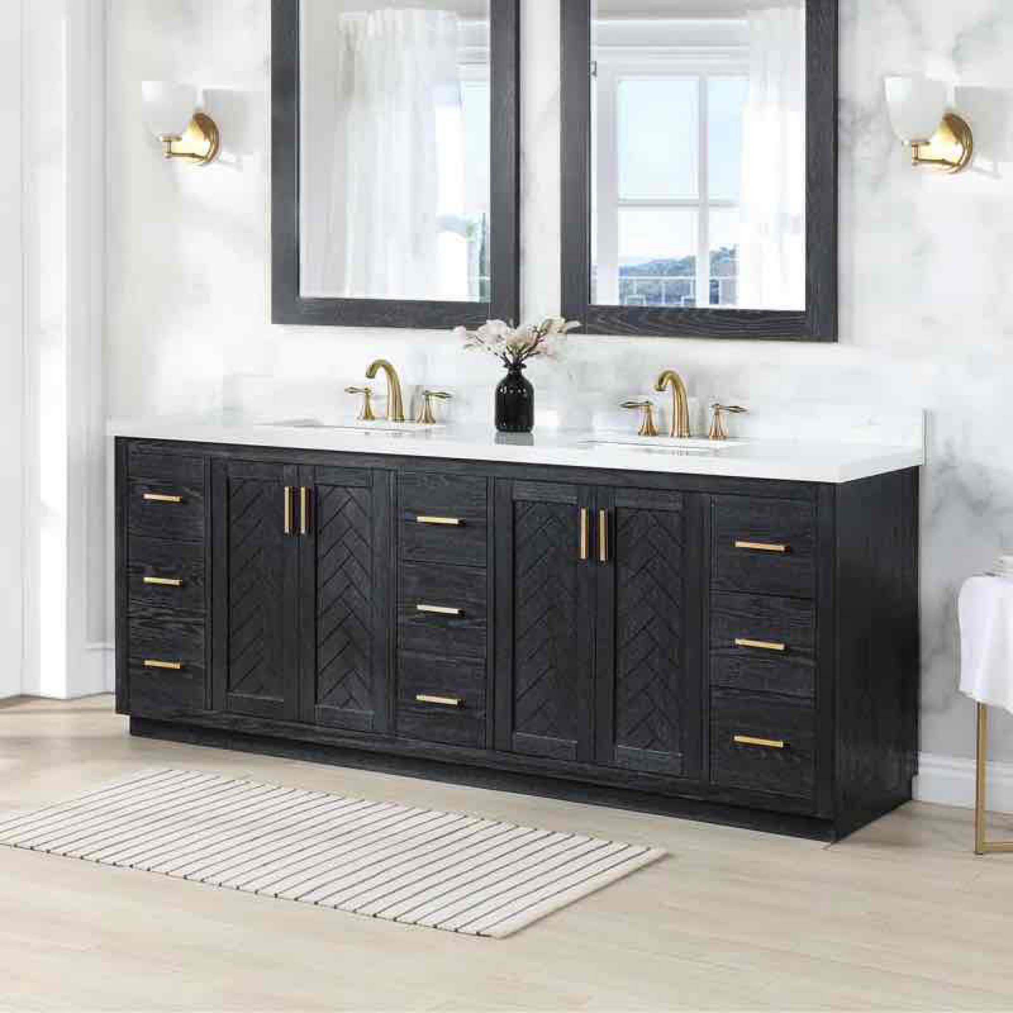 84 Free Standing Double Bathroom Vanity with Engineered Stone Top