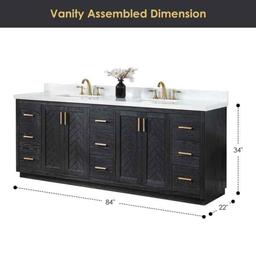 84 Free Standing Double Bathroom Vanity with Engineered Stone Top