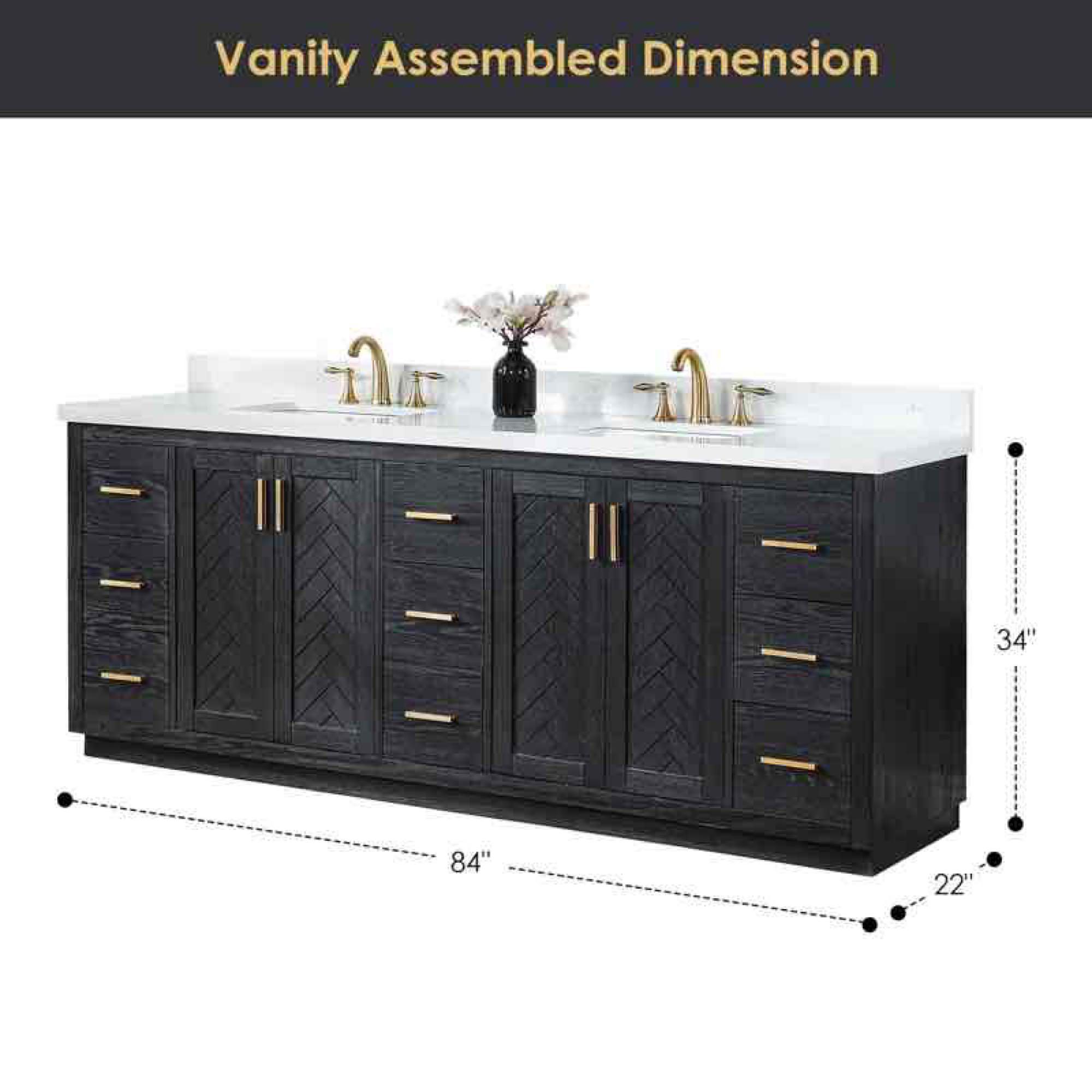 84 Free Standing Double Bathroom Vanity with Engineered Stone Top