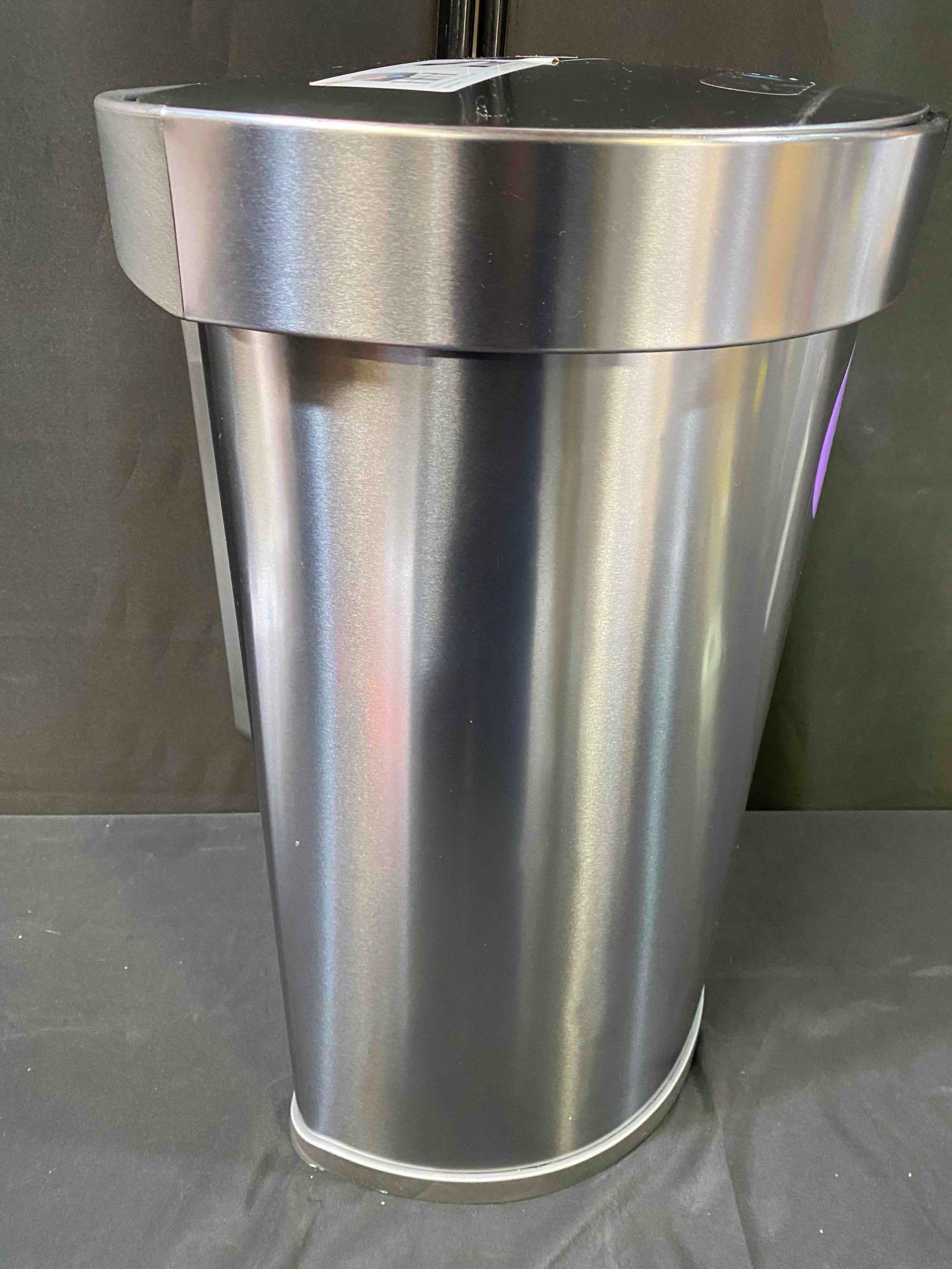 simplehuman Brushed Stainless Steel Semi-Round Motion Sensor Trash Can