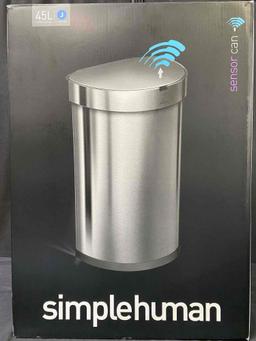 simplehuman Brushed Stainless Steel Semi-Round Motion Sensor Trash Can