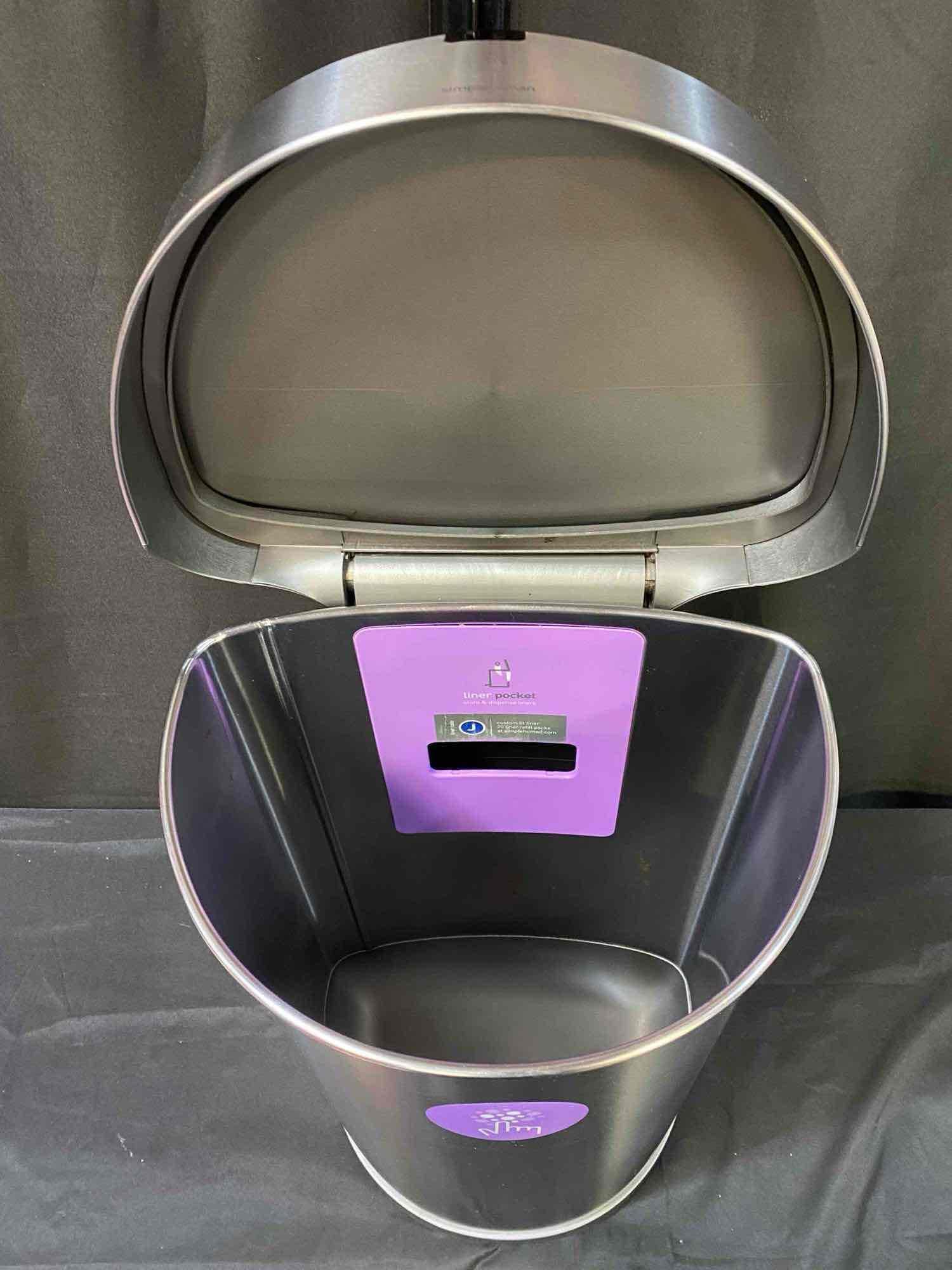 simplehuman Brushed Stainless Steel Semi-Round Motion Sensor Trash Can
