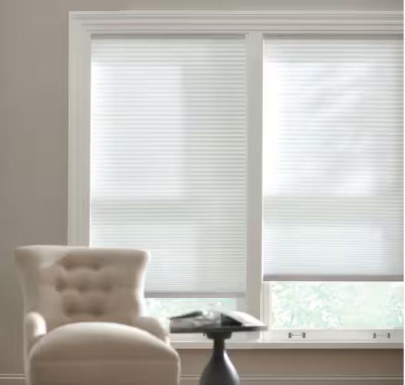 Snow Drift Cordless Light Filtering Cellular Shades for Windows - 72 in W x 48 in L