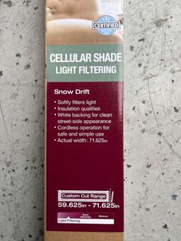 Snow Drift Cordless Light Filtering Cellular Shades for Windows - 72 in W x 48 in L