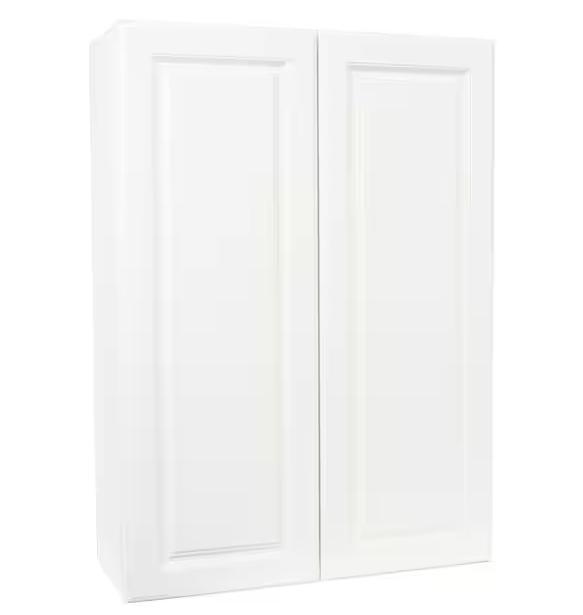 Hampton 30 in. W x 12 in. D x 42 in. H Assembled Wall Kitchen Cabinet in Satin White