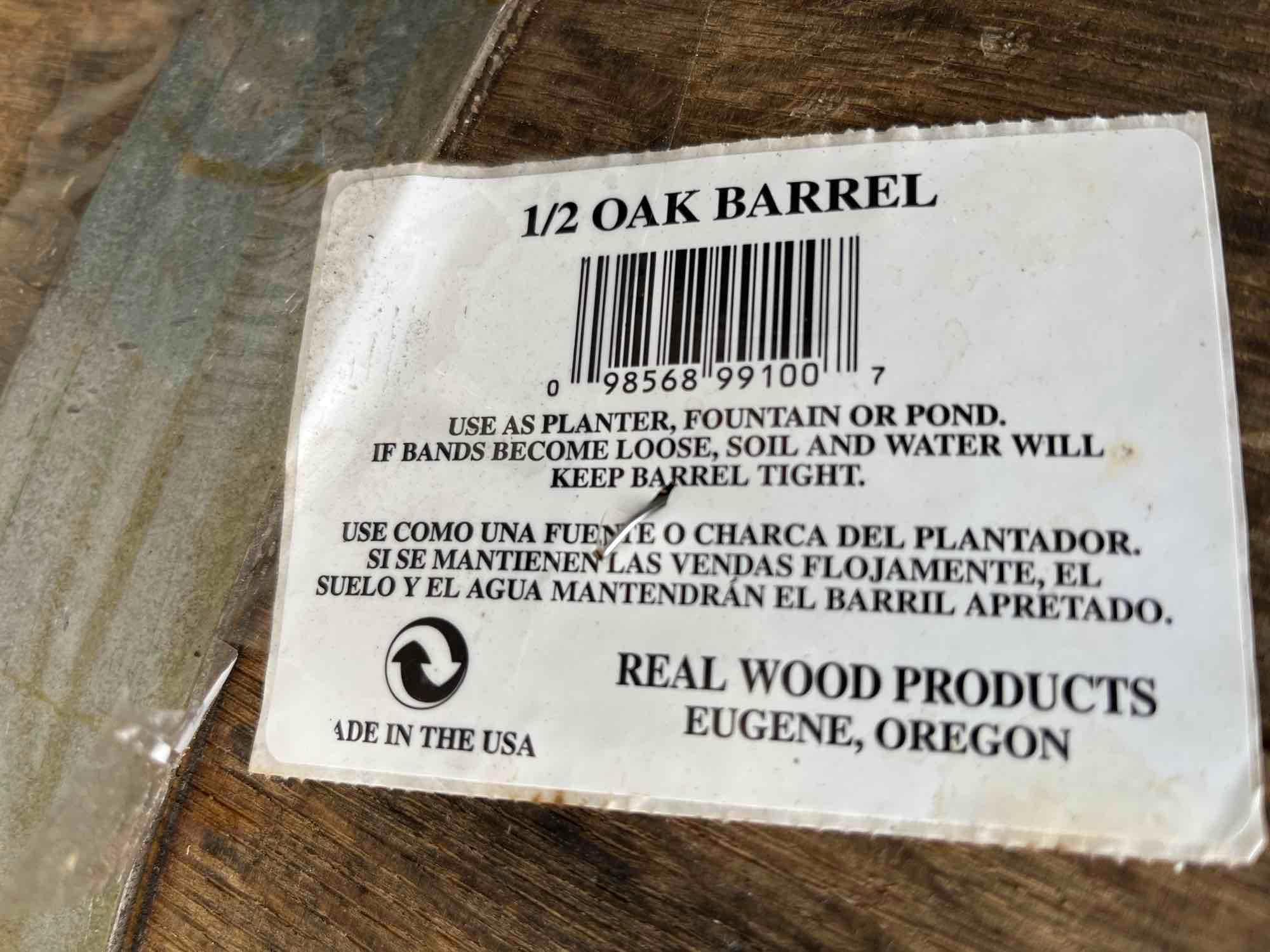 Qty 2 Real Wood Products Round 25.5-in W Extra Large Brown Wood Rustic Whiskey Barrel