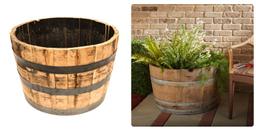 Qty 2 Real Wood Products Round 25.5-in W Extra Large Brown Wood Rustic Whiskey Barrel