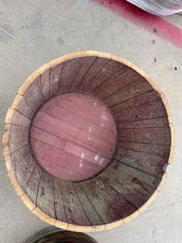 Qty 2 Real Wood Products Round 25.5-in W Extra Large Brown Wood Rustic Whiskey Barrel