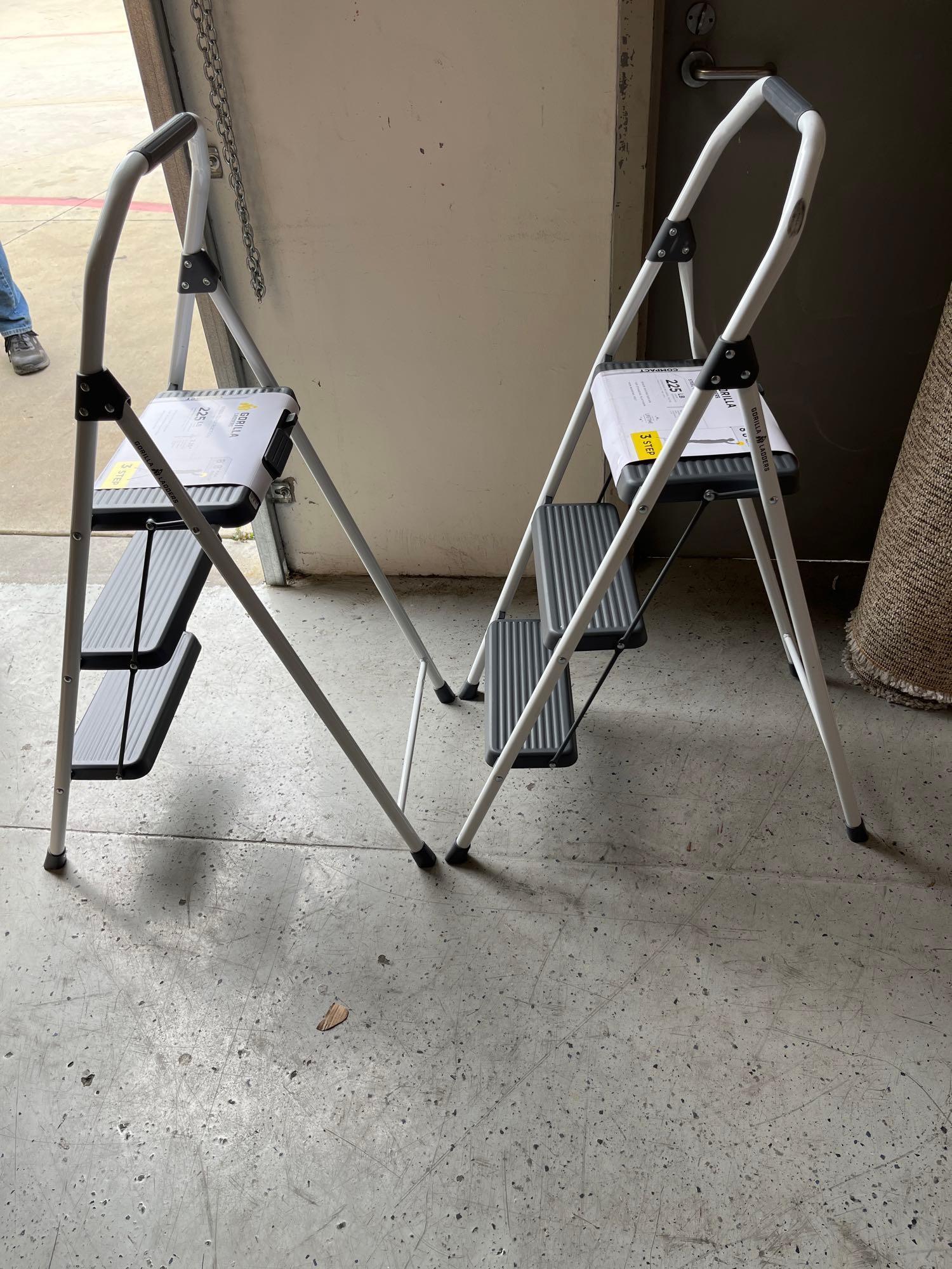 Qty 2 Gorilla Ladders 3-Step Compact Steel Step Stool with 225 lb. Load Capacity Type II Duty Rating