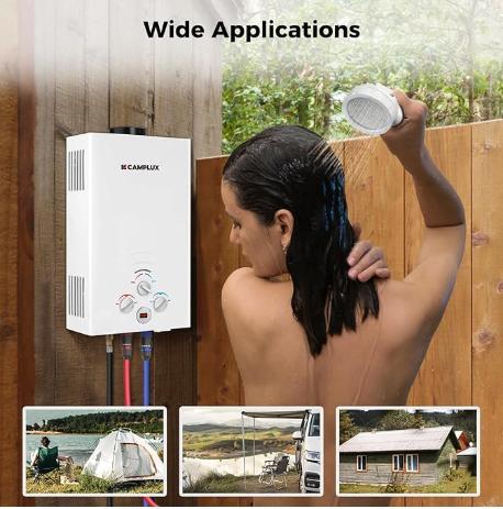 CAMPLUX Propane Water Heater, 2.11GPM Portable Water Heater for Camping, 55,000 BTU Portable