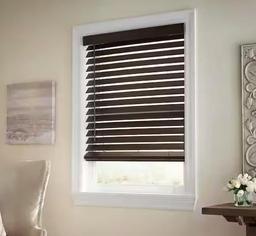Espresso Cordless Premium Faux Wood Blinds with 2.5 in. Slats - 36 in. W x 64 in. L