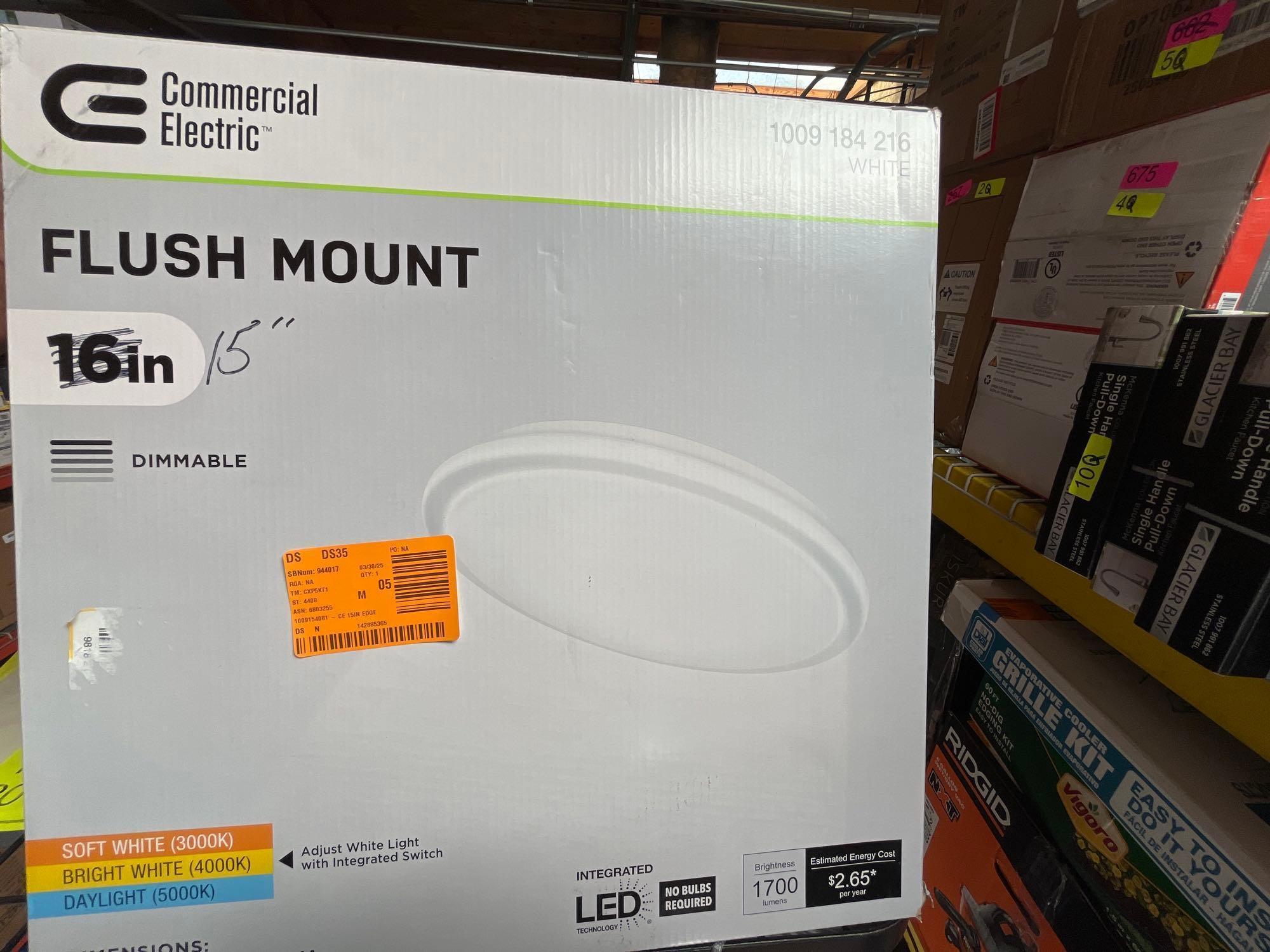 16 in. White LED Flush Mount Ceiling Light Fixture Thin Profile 1700LM Adjustable CCT Closet Hallway