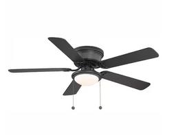 Hugger 52 in. LED Indoor Black Ceiling Fan with Light Kit