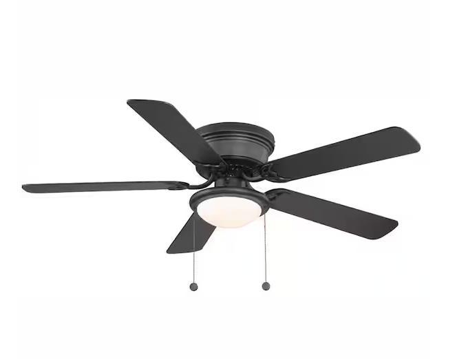 Hugger 52 in. LED Indoor Black Ceiling Fan with Light Kit