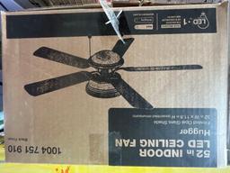 Hugger 52 in. LED Indoor Black Ceiling Fan with Light Kit