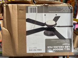 Hugger 52 in. LED Indoor Black Ceiling Fan with Light Kit