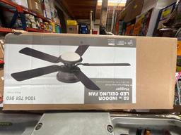 Hugger 52 in. LED Indoor Black Ceiling Fan with Light Kit