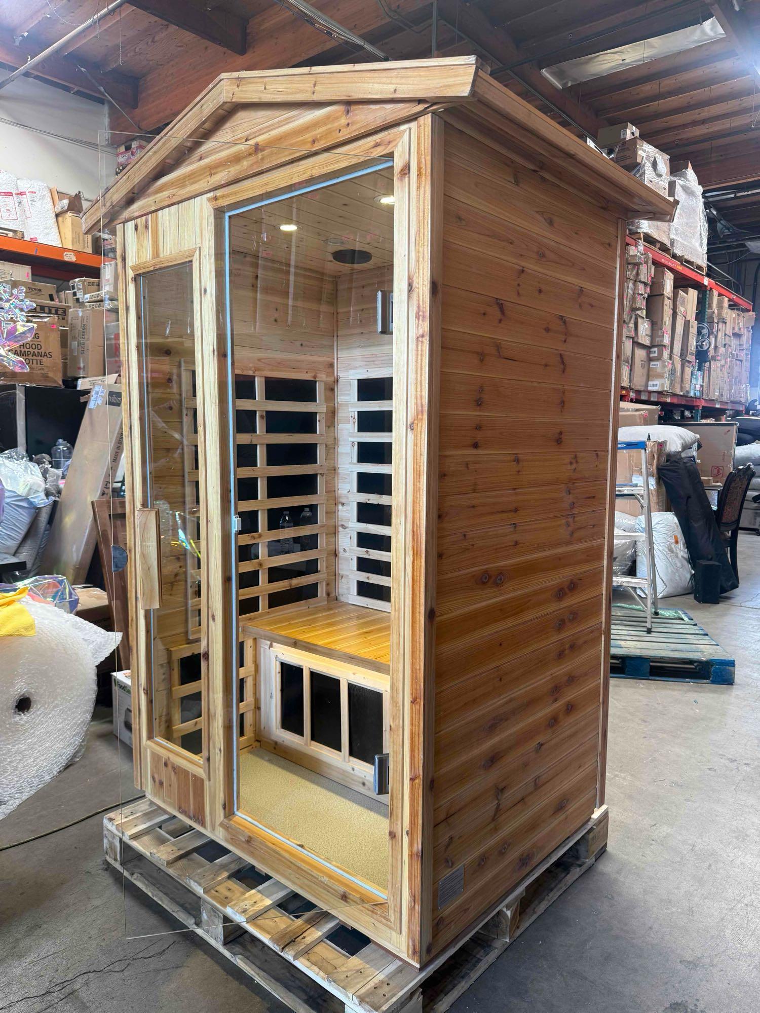 KISRAIS Outdoor 2 Person Far Infrared Sauna withstand Outdoor Temp -5-104 Low EMF Sauna Room for