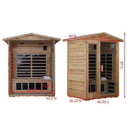 KISRAIS Outdoor 2 Person Far Infrared Sauna withstand Outdoor Temp -5-104 Low EMF Sauna Room for