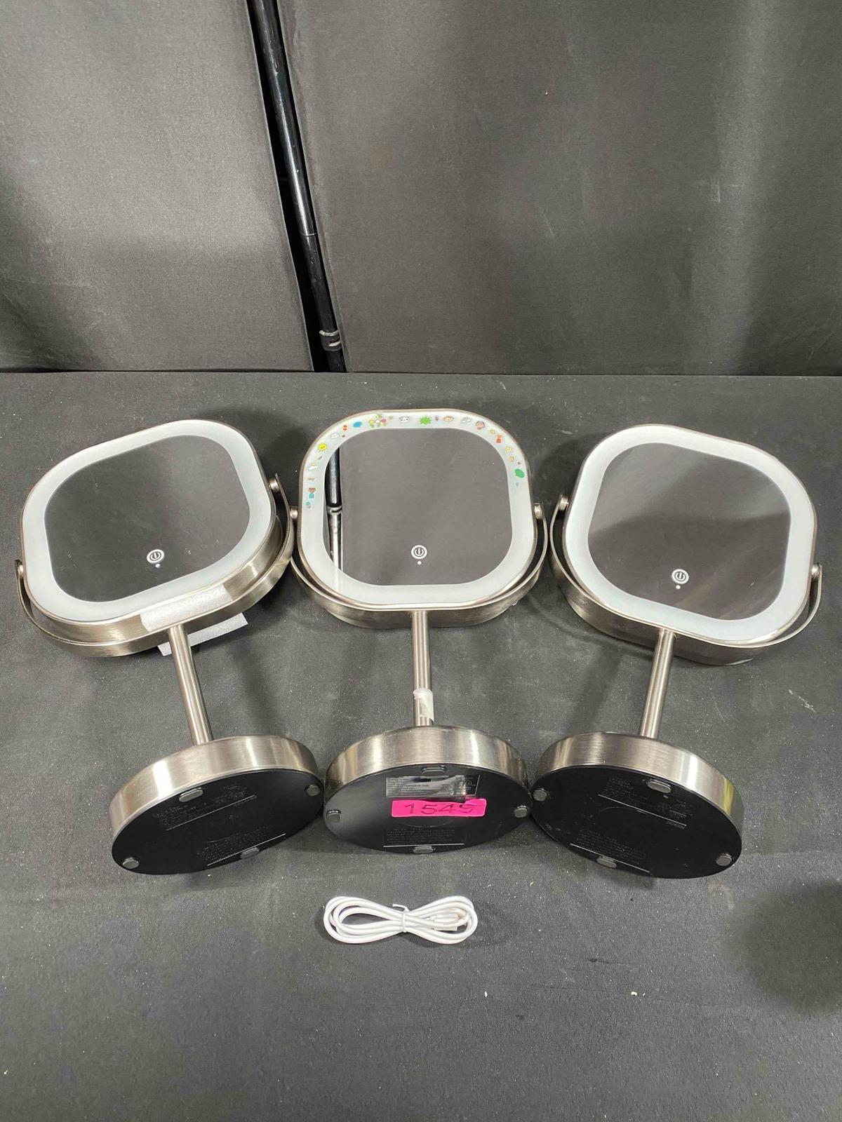 Lot of 3 Conair Halo LED Rechargeable Mirrors