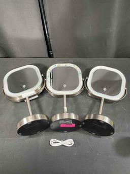 Lot of 3 Conair Halo LED Rechargeable Mirrors