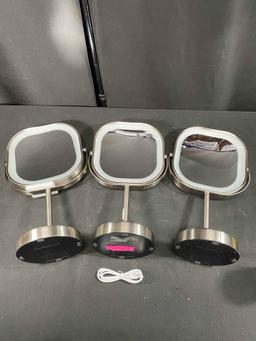 Lot of 3 Conair Halo LED Rechargeable Mirrors