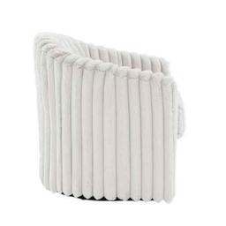 Modern White Faux Rabbit Fur Polyester 360 Swivel Accent Barrel Chair with Metal Base
