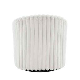 Modern White Faux Rabbit Fur Polyester 360 Swivel Accent Barrel Chair with Metal Base