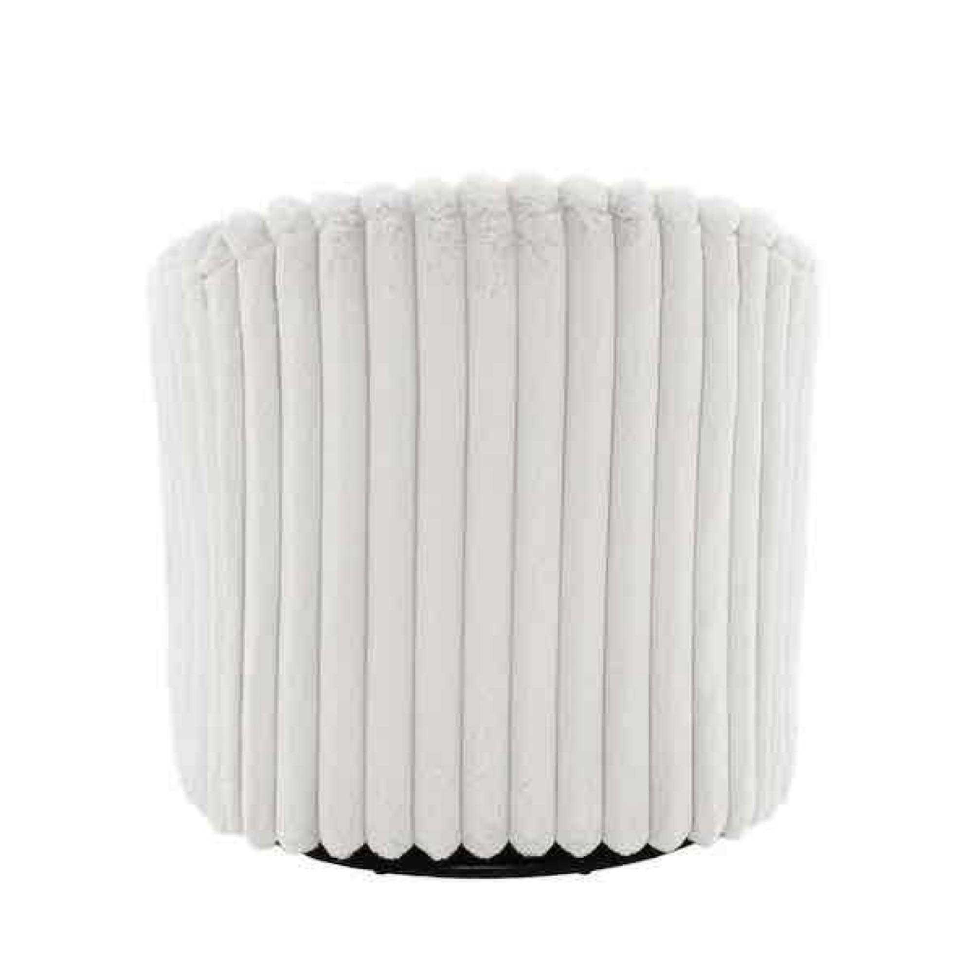 Modern White Faux Rabbit Fur Polyester 360 Swivel Accent Barrel Chair with Metal Base